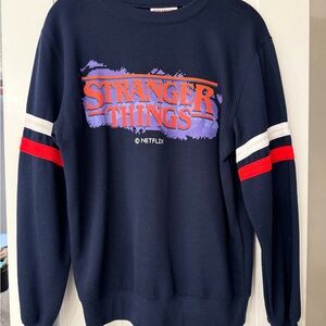 Vintage Netflix Stranger Things Navy Sweatshirt with Red  White Accents 80s 90s